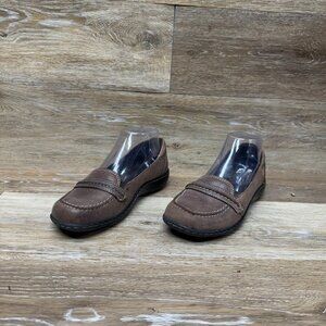 Clarks Bendables Brown Leather Loafers Women's Size 6